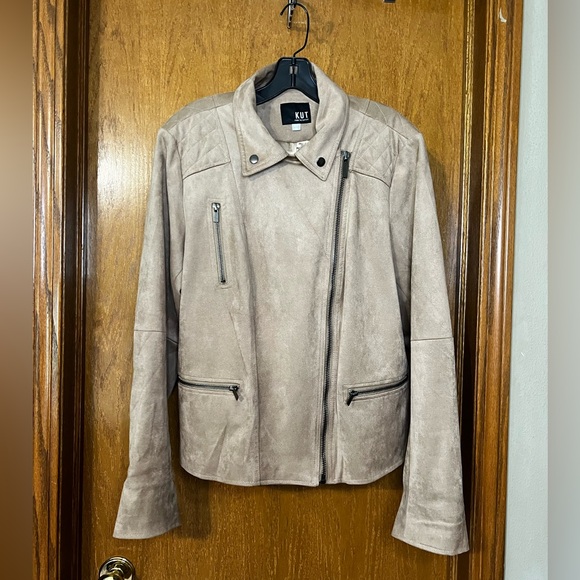Kut From The Kloth Faux Suede Moto Jacket, Camel, XXL - Picture 1 of 11